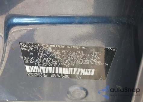 2014 Toyota Rav4 Limited z USA, uszkodzony, nr VIN 2T3DFREV7EW213314